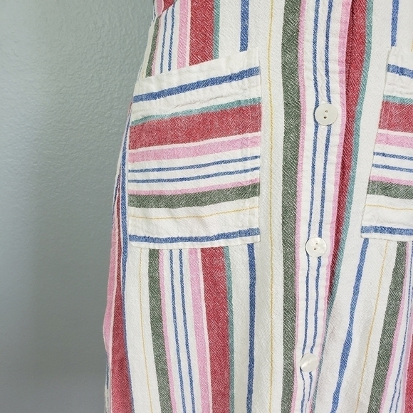 OLD NAVY Linen Blend Striped Button Front Dress Sz S - Picture 5 of 10